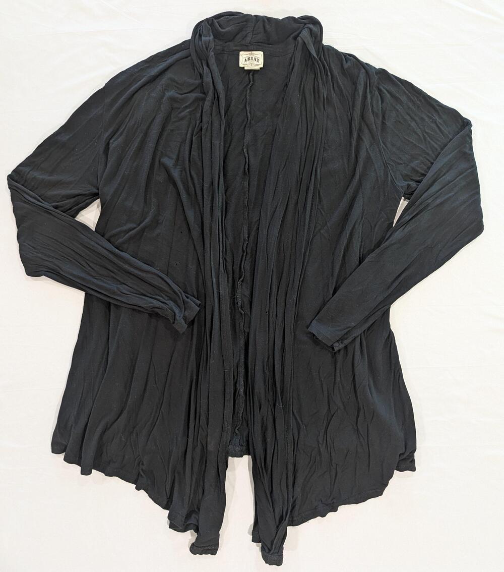 Ariat Cardigan Sweater Womens XL Black Open Front Mesh Back Lightweight Knit